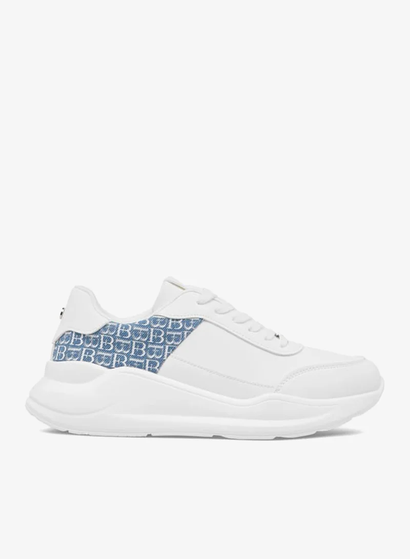 Flora Bella By Shoexpress Women Monogram Textured Sneakers with Lace-Up Closure